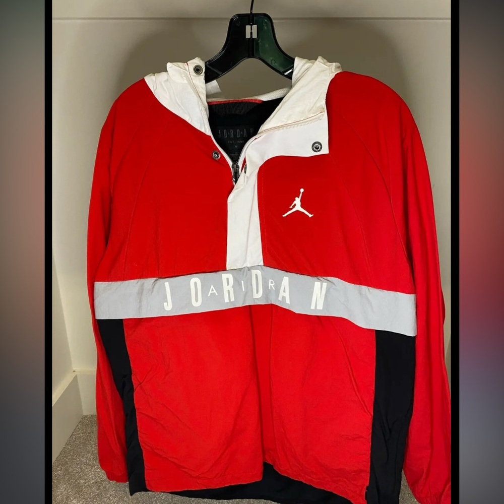 Vintage Air Jordan Wings  Anorak 1/4 zip reflective windbreaker with hood XXL